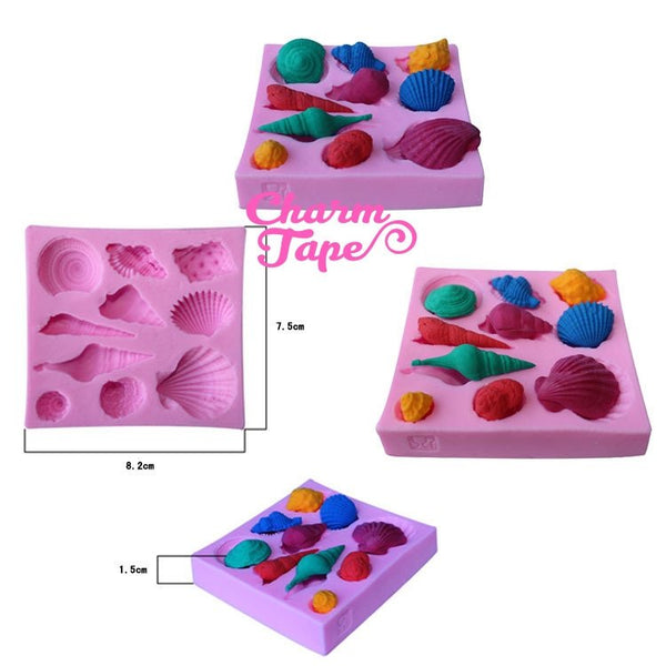 Sea shell Seashells Silicone Mold -food mold / uv resin molds C072 (10 cavity)