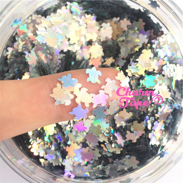 Holographic Sea Turtle Loose glitters, sea glitter 6mm UV resin, nail gel, acrylic nail, nail polish glitter, nail stamping