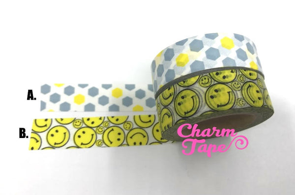 Smiley Face or honeycomb hexagon Washi tape 15mm x 10 meters WT1080 WT510