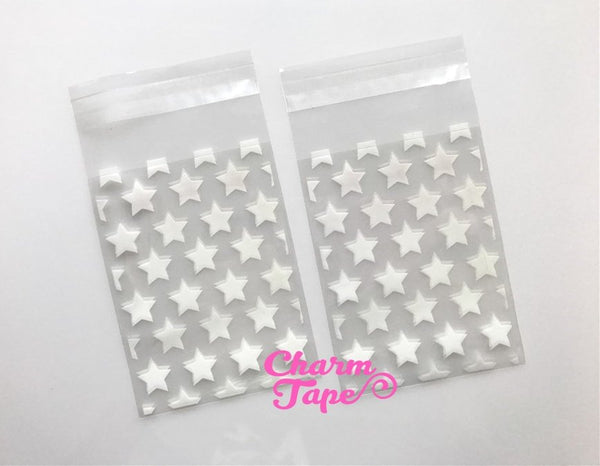 20/50/100 bags White Stars Cello Bags // Poly Bags // Simple bags // Party Thank You Bags 7x10 cm CB74