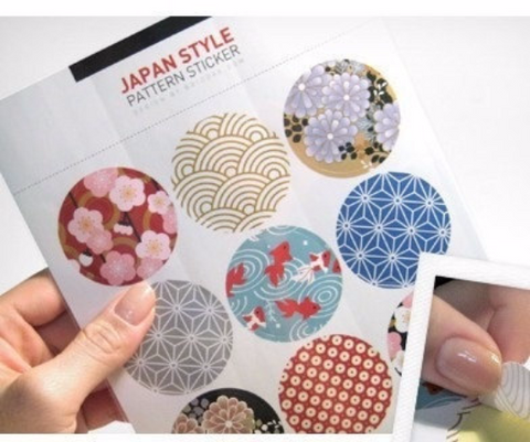 Japanese Kimono pattern Round Sticker 2 Sheets SS1028 - CharmTape - 1