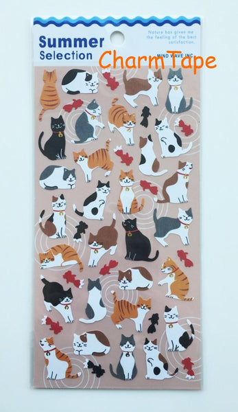 Kitten Cat & Goldfish paper stickers - 1 Sheets SS419