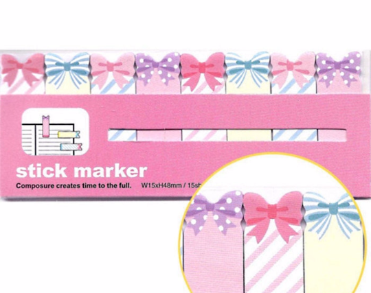 Pastel Ribbon Bow Sticky Post It Memo Note Pad 120 sheets SS318 - CharmTape - 1