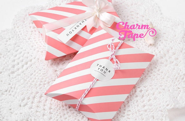 10pcs Stripes Gift Box, Pillow Boxes For Candy, Treat - Party Favors Bags PB028