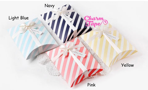 10pcs Stripes Gift Box, Pillow Boxes For Candy, Treat - Party Favors Bags PB028