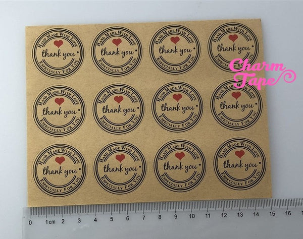 60/120ct "Thank you" 3.3cm Round Kraft Paper Stickers For Gift Packing Packaging 5/10 sheets GS034