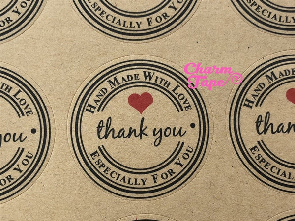 60/120ct "Thank you" 3.3cm Round Kraft Paper Stickers For Gift Packing Packaging 5/10 sheets GS034