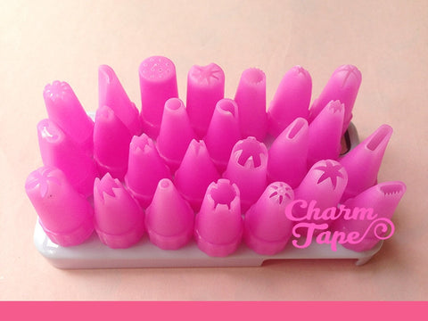 Plastic Piping Tips (Bigger Size) - For Deco Cream 24 pieces - CharmTape - 1