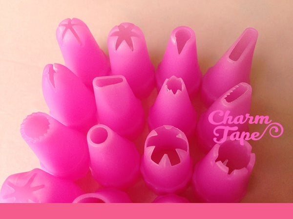 Plastic Piping Tips (Bigger Size) - For Deco Cream 24 pieces - CharmTape - 3