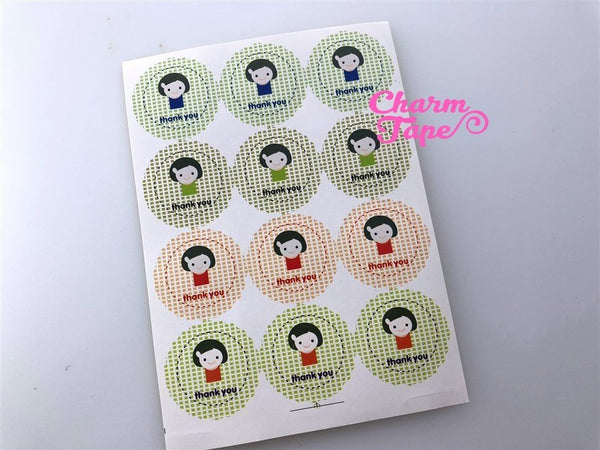 60/120ct "Thank you" Cute Round Paper Stickers For Gift Packing Packaging 5/10 sheets GS030