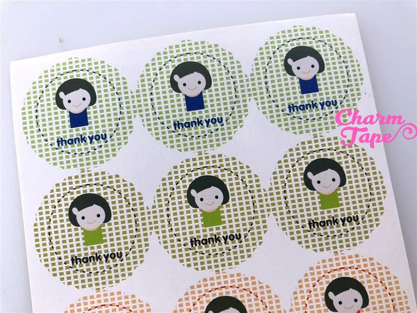 60/120ct "Thank you" Cute Round Paper Stickers For Gift Packing Packaging 5/10 sheets GS030