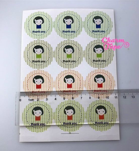 60/120ct "Thank you" Cute Round Paper Stickers For Gift Packing Packaging 5/10 sheets GS030