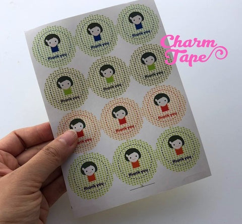 60/120ct "Thank you" Cute Round Paper Stickers For Gift Packing Packaging 5/10 sheets GS030