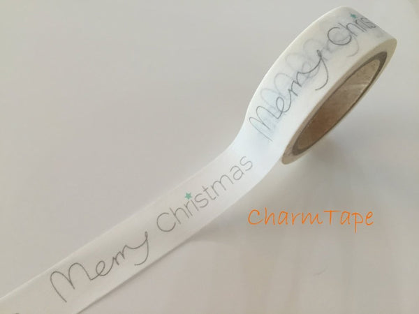 White Washi tape - Merry Christmas - 15mm Wide - 10meters WT705