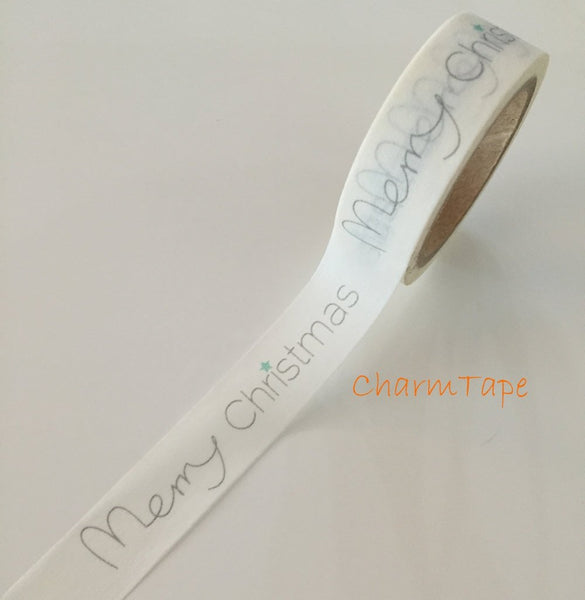 White Washi tape - Merry Christmas - 15mm Wide - 10meters WT705