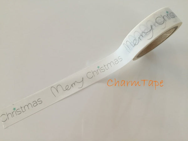 White Washi tape - Merry Christmas - 15mm Wide - 10meters WT705