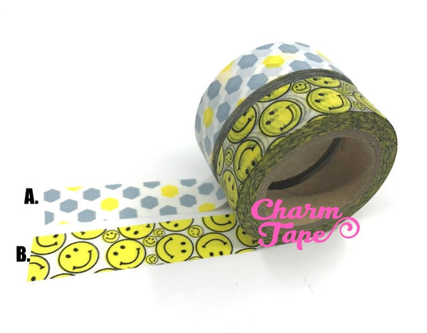 Smiley Face or honeycomb hexagon Washi tape 15mm x 10 meters WT1080 WT510